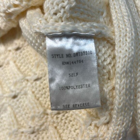 Davi & Dani Cable Knit Fringe Hem Sweater Vest Sz Medium Cream Turtleneck - Picture 8 of 10